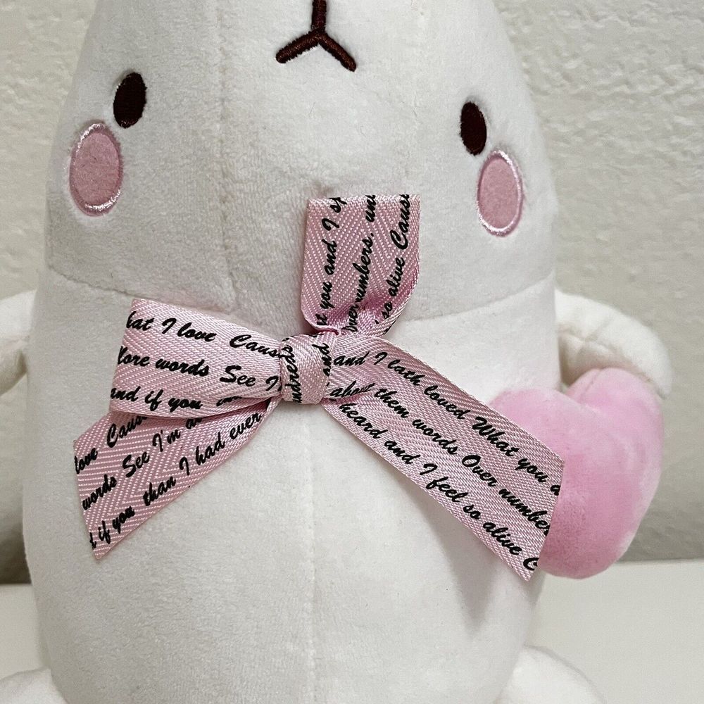 Molang Plush Pink Heart Pink Bow Loved Stuffed Animal - Picture 4 of 8